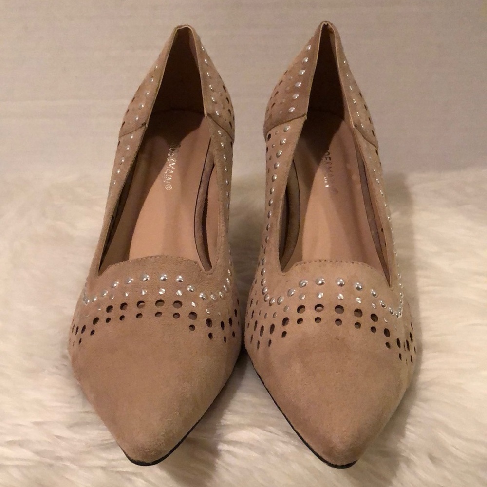 Monroe & Main Faux Suede Heeled Pumps